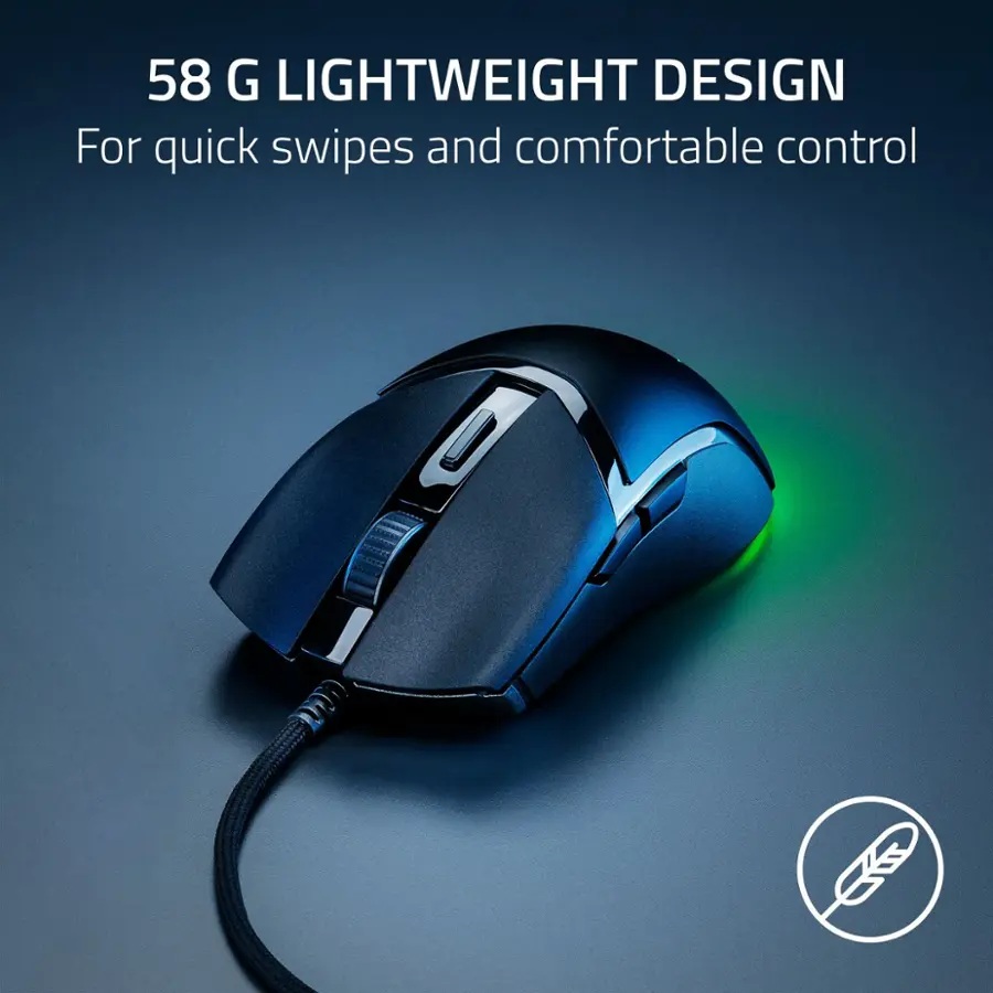 Mouse Razer Cobra Alambrico Ligero con RGB color Negro